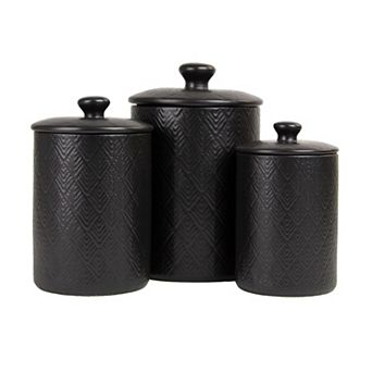 10 Strawberry Street Marquis Embossed 3 pc Ceramic Canister Set