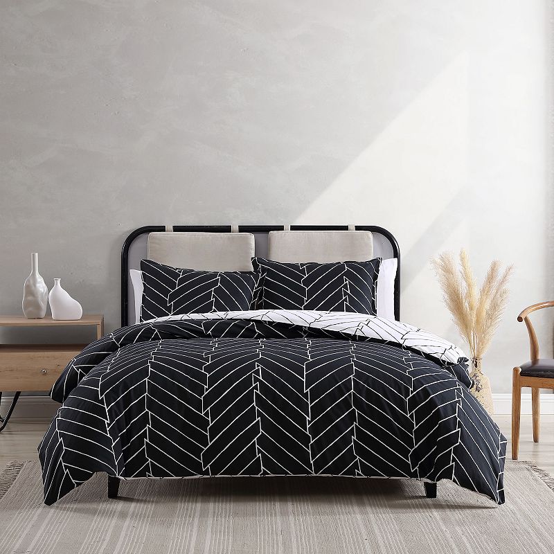 City Scene Ceres Black Duvet Cover Set with Shams, Twin