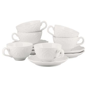 10 Strawberry Street Dahlia 6 pc Cup & Saucer Set