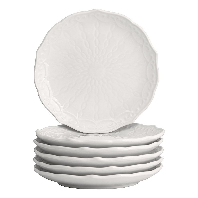 10 Strawberry Street Ever 6 pc. Bread & Butter Plate Set, White