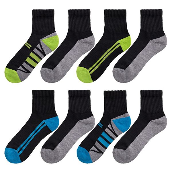 Boys Tek Gear® Cushioned 8-pack Performance Quarter Socks