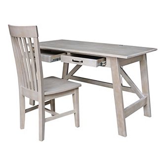 International Concepts Traditional Two-Drawer Serendipity Desk and Chair 2 pc Set