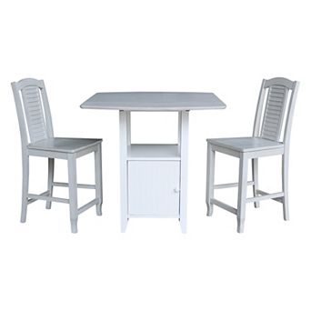 International Concepts Dual Drop Leaf Bistro Table and Counter Stools 3 pc Set