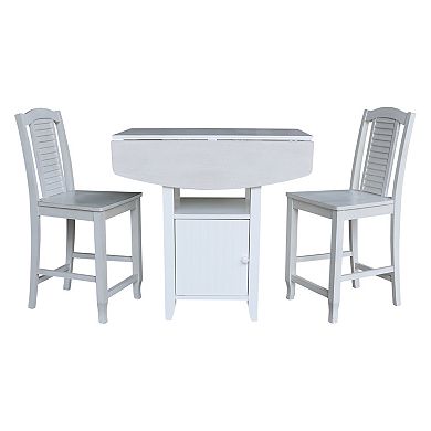International Concepts Dual Drop Leaf Bistro Table and Counter Stools 3-piece Set