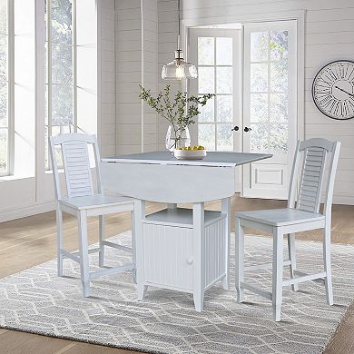 International Concepts Dual Drop Leaf Bistro Table and Counter Stools 3-piece Set