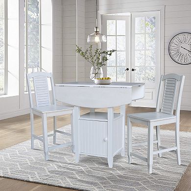 International Concepts Dual Drop Leaf Bistro Table and Counter Stools 3-piece Set
