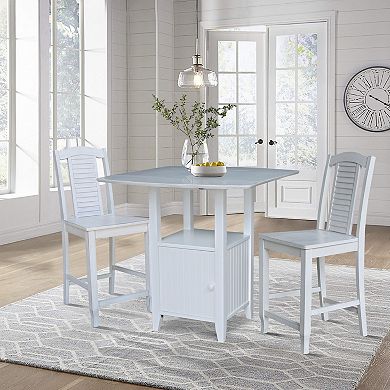 International Concepts Dual Drop Leaf Bistro Table and Counter Stools 3-piece Set