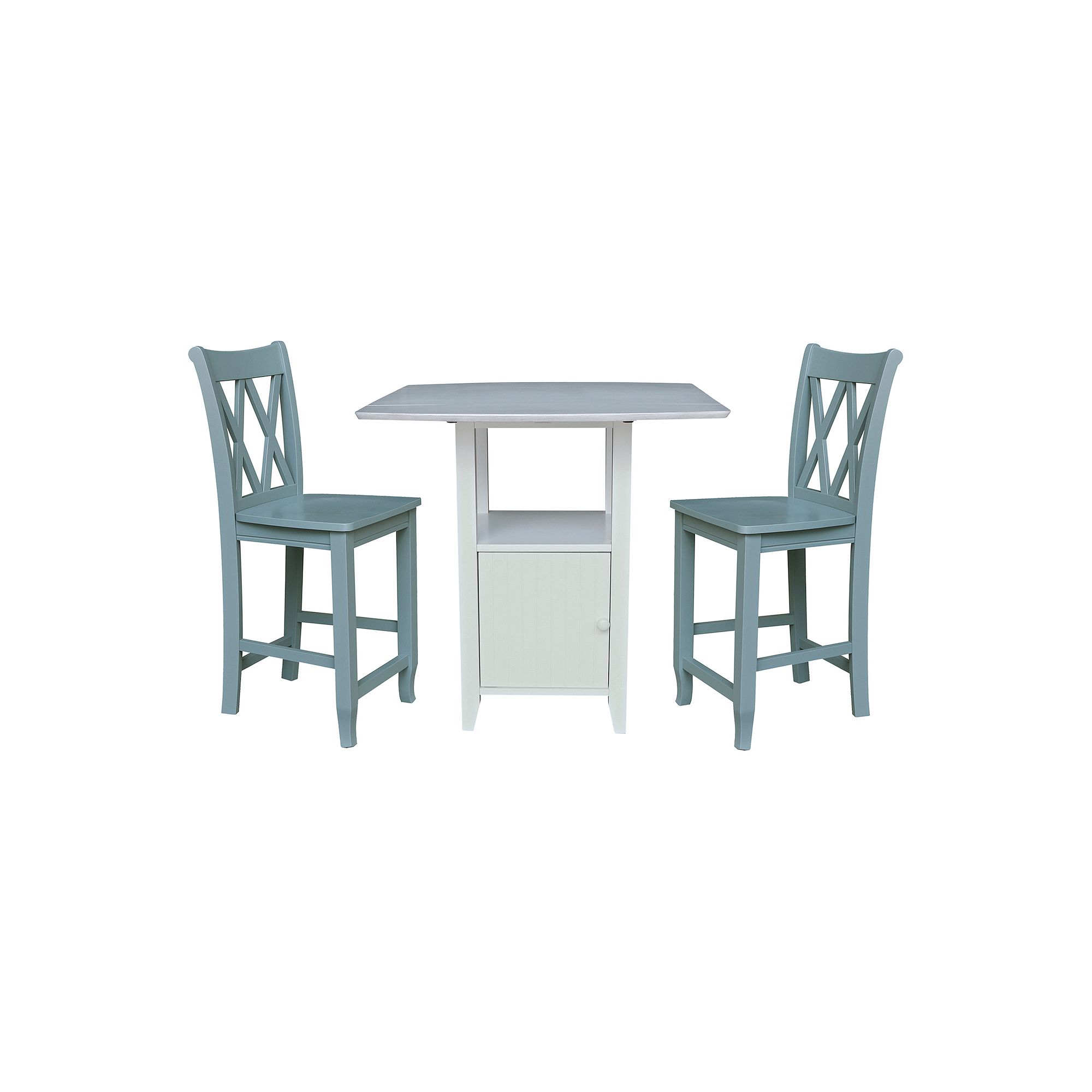 International Concepts Dual Drop Leaf Bistro Table and Cross Back Counter S