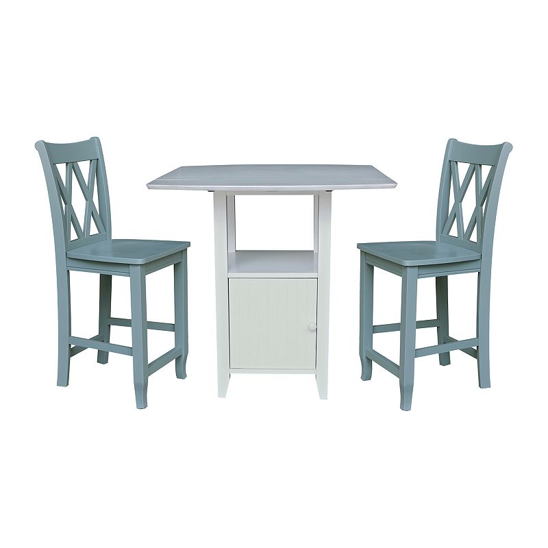 International Concepts Dual Drop Leaf Bistro Table and Counter Stools 3-pie