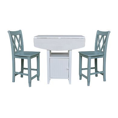International Concepts Dual Drop Leaf Bistro Table and Counter Stools 3-piece Set