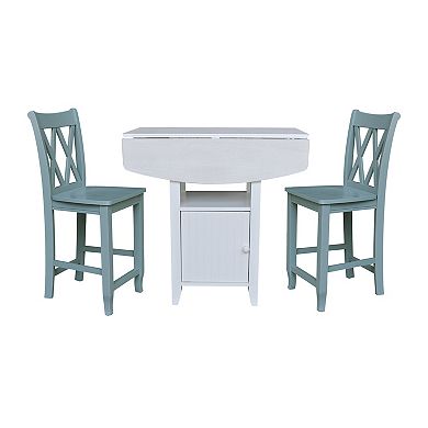 International Concepts Dual Drop Leaf Bistro Table and Counter Stools 3-piece Set