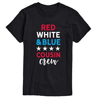 Men's Red White And Blue Cousin Crew Tee