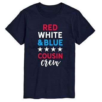 Men's Red White And Blue Cousin Crew Tee