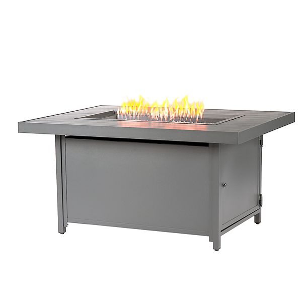 Oakland Living Rectangular Propane Fire Pit Table - Gray