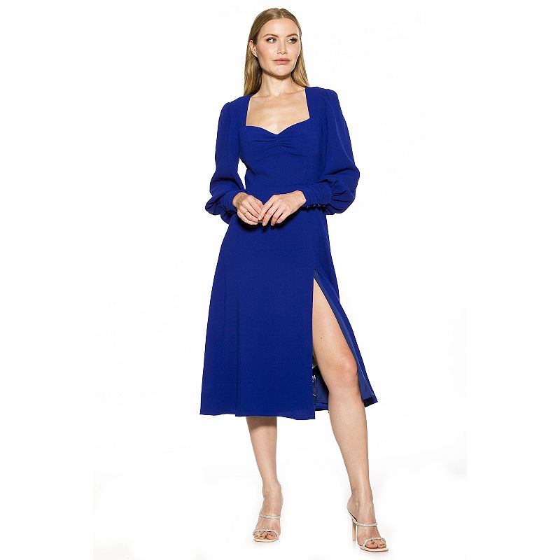 Womens ALEXIA ADMOR Travi Sweetheart Blouson Sleeve Dress, Size: 2, Blue