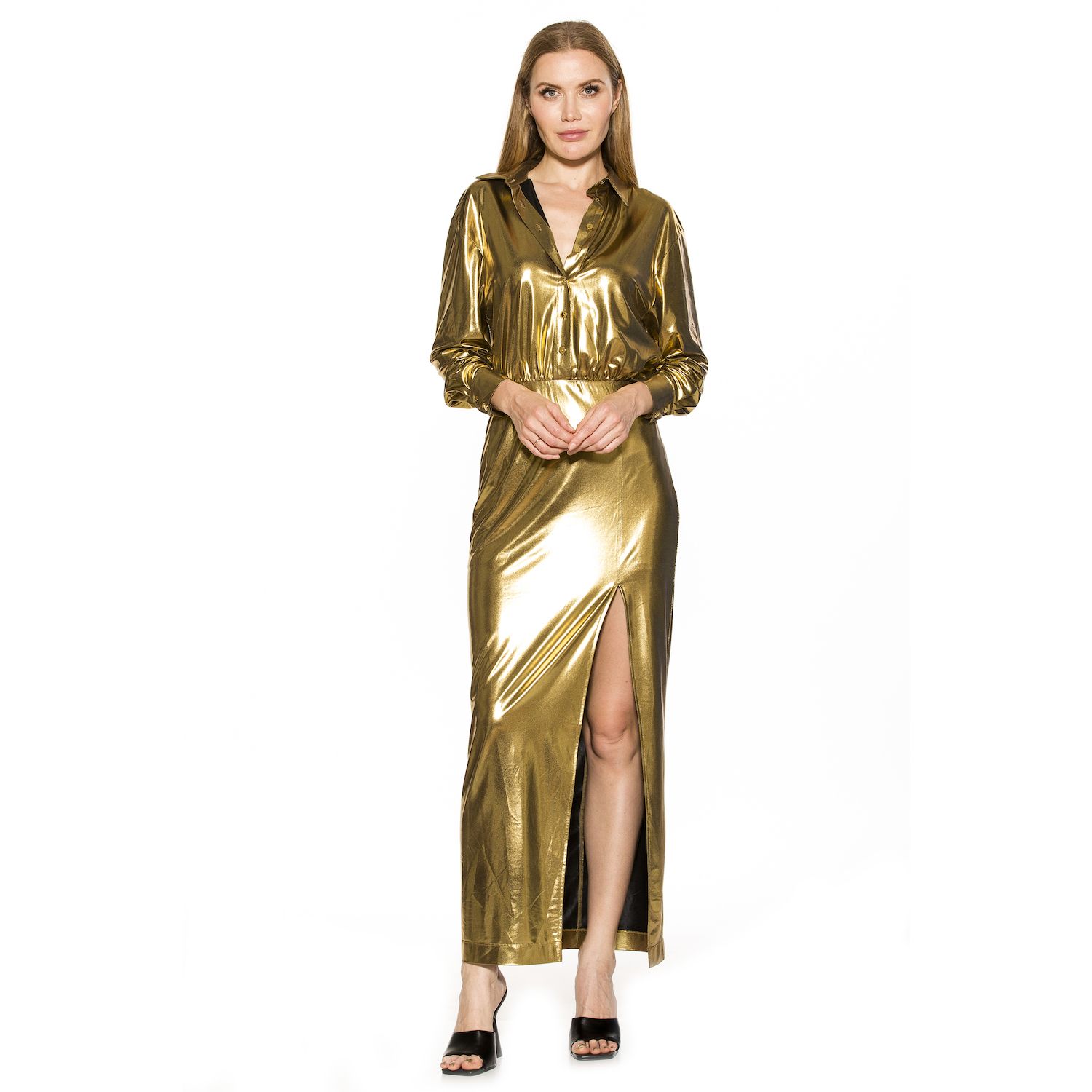 Женские платья ALEXIA ADMOR Rae Long Sleeve Button Down Maxi Dress