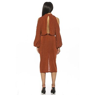 Women's ALEXIA ADMOR Sem Mockneck Cold Shoulder Midi Dress