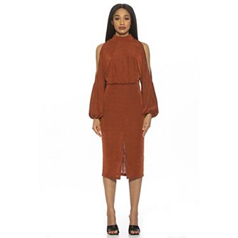 Women's ALEXIA ADMOR Sem Mockneck Cold Shoulder Midi Dress