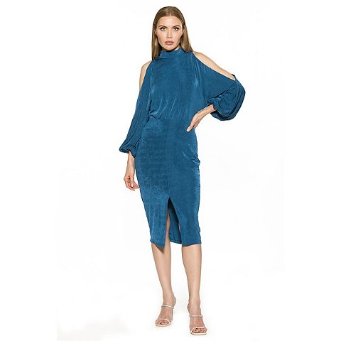 Женские платья ALEXIA Women's ALEXIA ADMOR Sem Mockneck Cold Shoulder Midi Dress