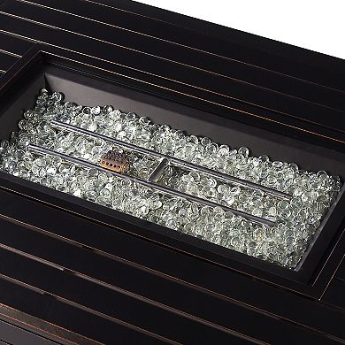 Oakland Living Aluminum Rectangular Propane Fire Pit Table
