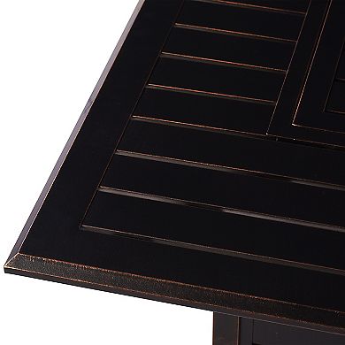 Oakland Living Aluminum Rectangular Propane Fire Pit Table