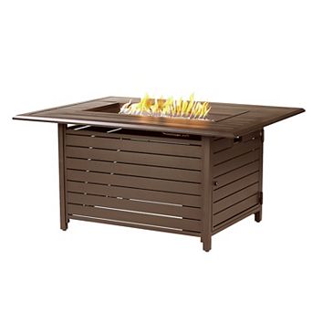 Oakland Living Aluminum Rectangular Propane Fire Pit Table