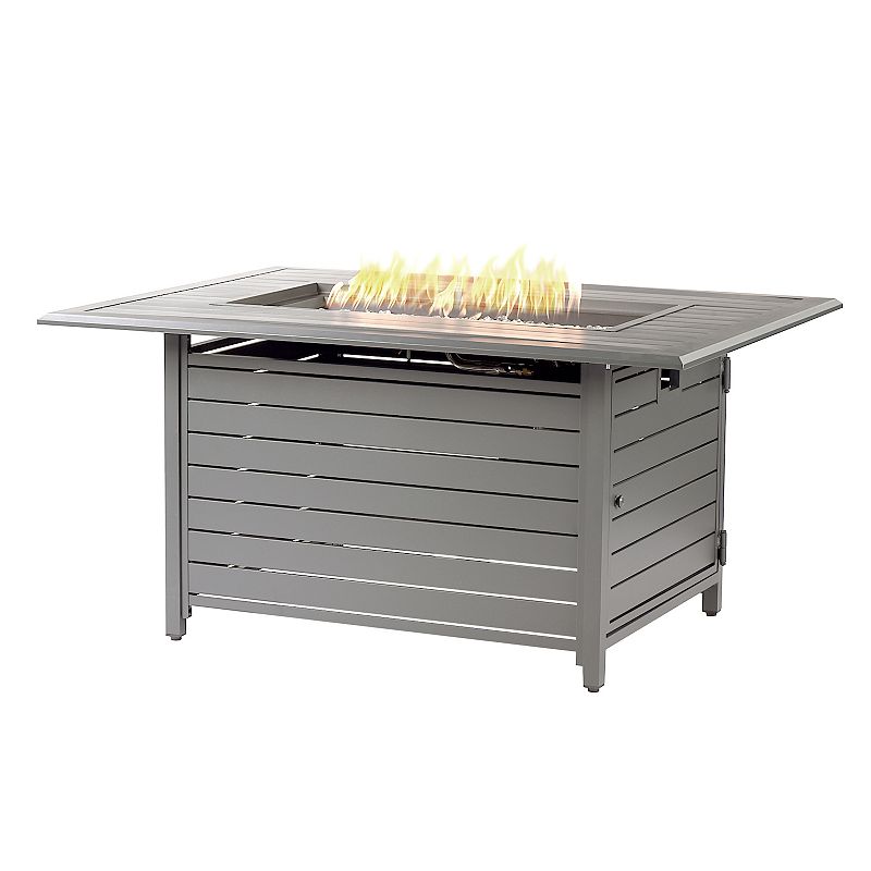 Oakland Living Aluminum Rectangular Propane Fire Pit Table, Grey