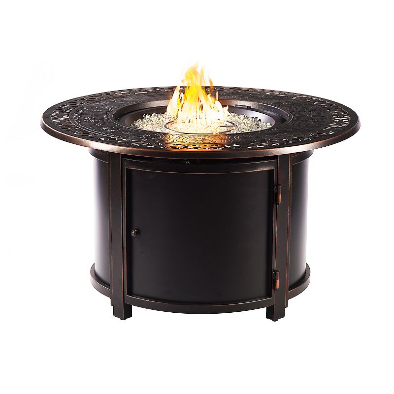Oakland Living Round Propane Fire Pit Table, Black