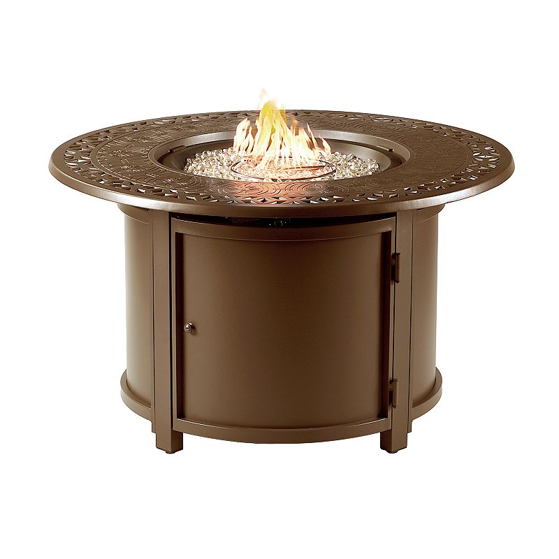 Oakland Living Round Propane Fire Pit Table, Brown