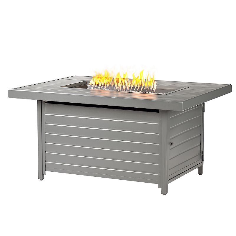 Oakland Living Rectangular Aluminum Propane Fire Pit Table, Grey