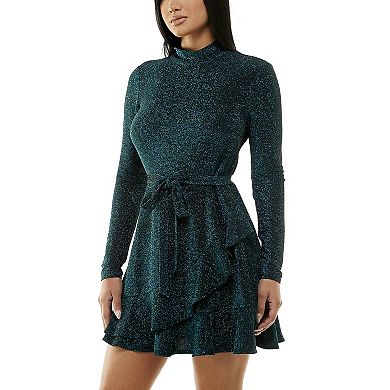 Juniors' Speechless Faux-Wrap Fit & Flare Dress