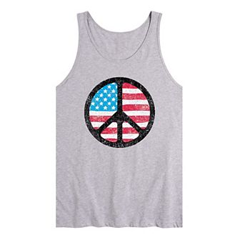 Men's Distressed Peace Sign Flag Tank Top