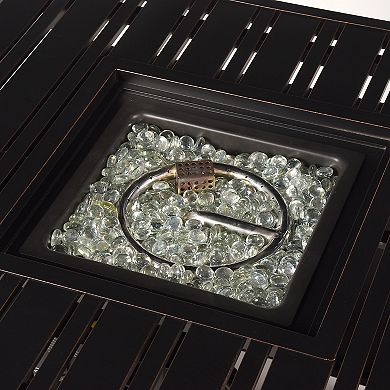 Oakland Living Square Outdoor Aluminum Propane Fire Pit Table