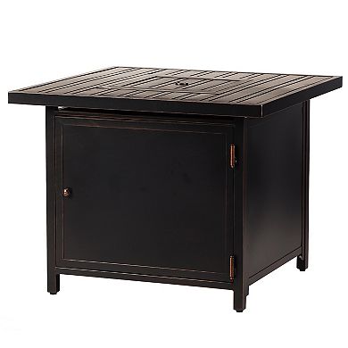 Oakland Living Square Outdoor Aluminum Propane Fire Pit Table