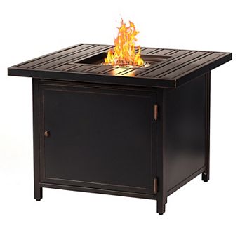 Oakland Living Square Outdoor Aluminum Propane Fire Pit Table