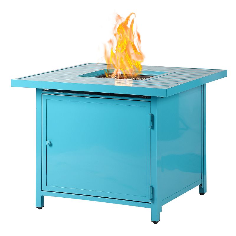 Oakland Living Square Aluminum Propane Fire Pit Table, Blue