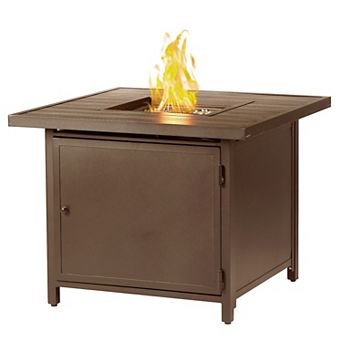 Oakland Living Square Outdoor Aluminum Propane Fire Pit Table
