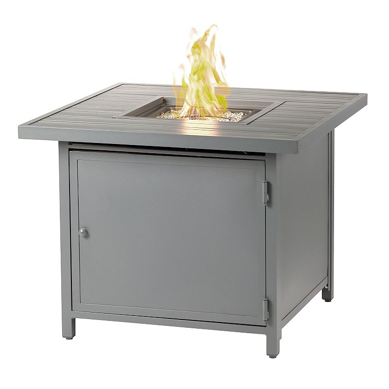 Oakland Living Square Aluminum Propane Fire Pit Table, Grey