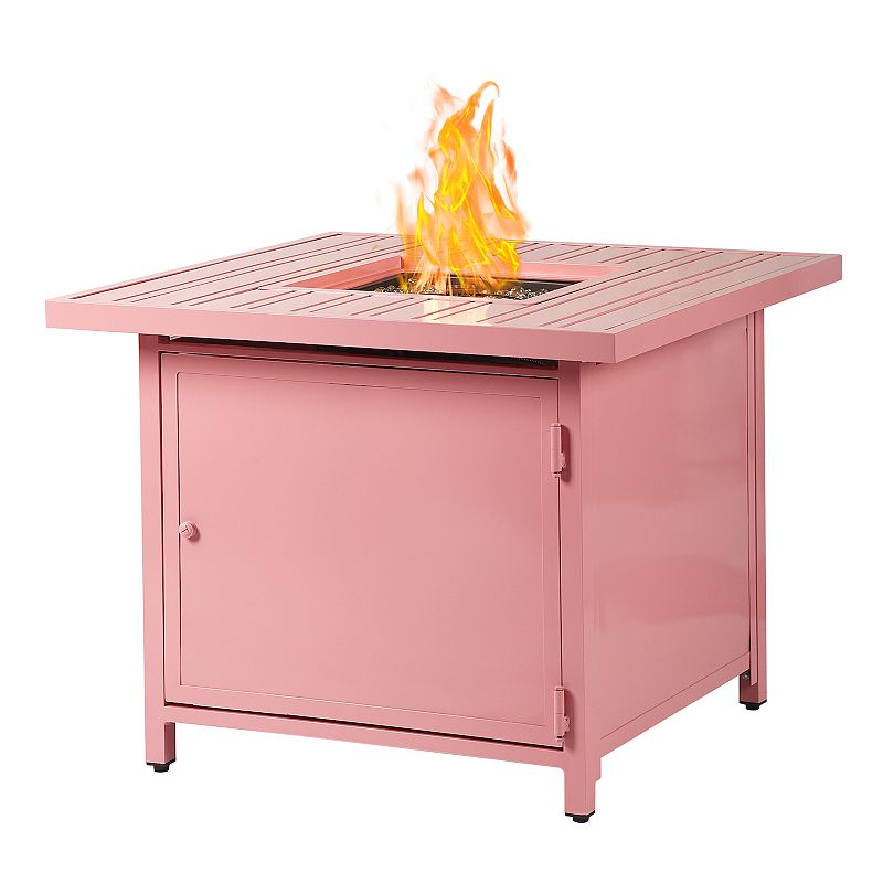 Oakland Living Square Aluminum Propane Fire Pit Table, Pink