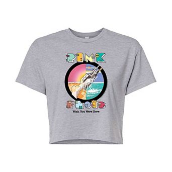 Juniors' Pink Floyd Wish You Were Here Robots Cropped Graphic Tee