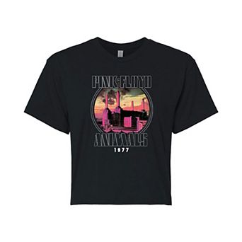 Juniors' Pink Floyd Animals Cropped Graphic Tee