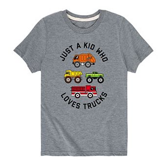 Boys 8-20 Just A Kid Who Loves Trucks Graphic Tee
