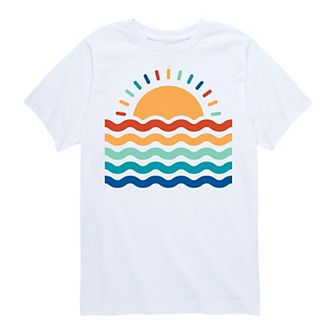Boys 8-20 Rainbow Sunset And Waves Graphic Tee