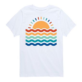 Boys 8-20 Rainbow Sunset And Waves Graphic Tee