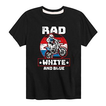 Boys 8-20 Dirt Bike Rad White And Blue Graphic Tee