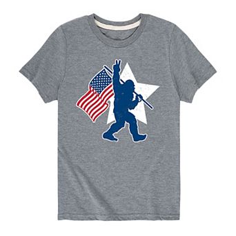 Boys 8-20 Sasquatch With American Flag Graphic Tee