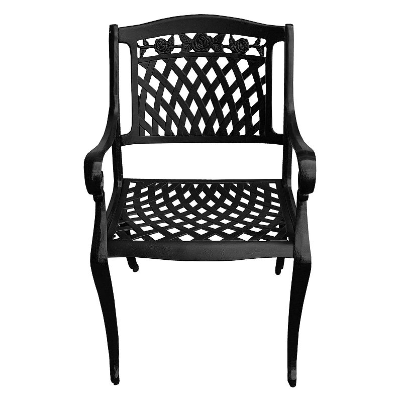 Oakland Living Traditional Ornate Outdoor Patio Dining Chair, Black