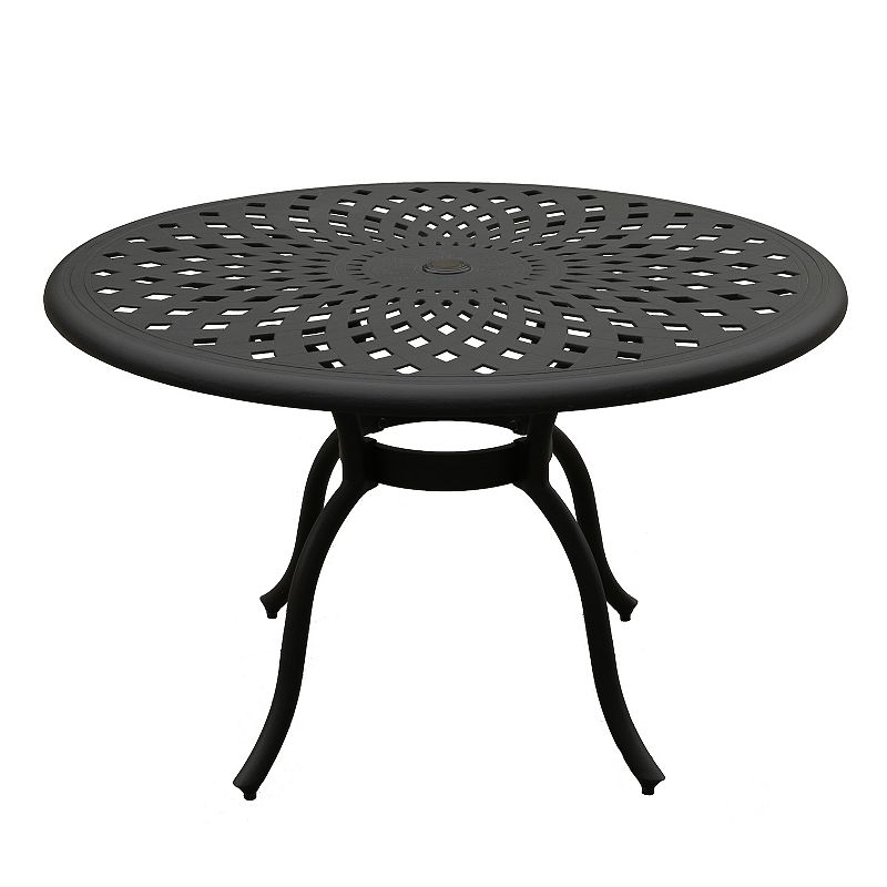 Oakland Living Modern Outdoor Round Patio Dining Table, Black