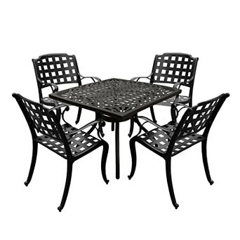 Oakland Living Modern Ornate Patio Dining Table & Chair 5 pc Set
