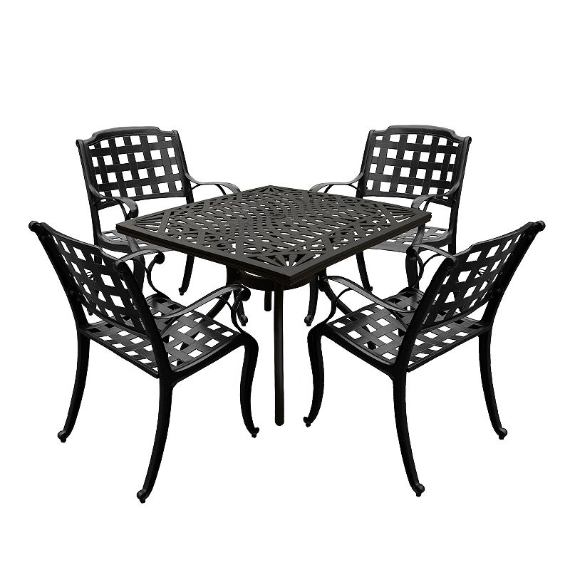 Oakland Living Modern Ornate Patio Dining Table & Chair 5-piece Set, Black